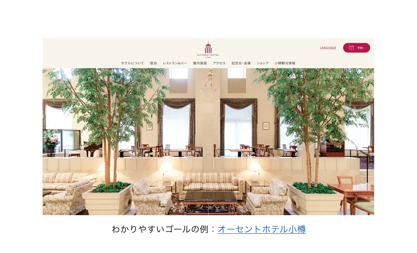 わかりやすいゴールの例：オーセントホテル小樽